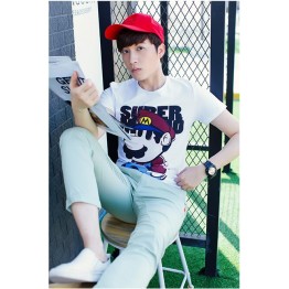 TET340WLHY Hot sale cartoon print short sleeve men t-shirt