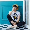 TET352WLHY Japanese cartoon applique hot sale slim men t-shirt