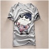 TET353WLHY Japanese cartoon applique slim men t-shirt