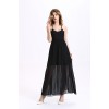 TE2098OMSS Europe fashion sexy backless lacing halter chiffon maxi dress