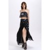 TE2114OMSS Europe fashion stars shivering chiffon boob tube top with irregular slit skirt