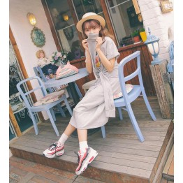 TE3036YZS Casual print lacing slim waist loose dress