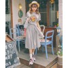 TE3036YZS Casual print lacing slim waist loose dress