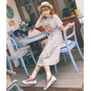 TE3036YZS Casual print lacing slim waist loose dress