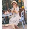 TE3036YZS Casual print lacing slim waist loose dress