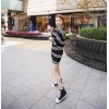 TE3040YZS Black and white stripes casual sport style tops with tight hip skirt