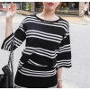 TE3040YZS Black and white stripes casual sport style tops with tight hip skirt