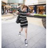 TE3040YZS Black and white stripes casual sport style tops with tight hip skirt