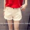 TE5125DDFS Joker slim pocket pure color rough edge denim shorts