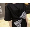 TE6416YZS Black and white stripes bowknot large size dress