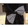 TE6416YZS Black and white stripes bowknot large size dress