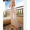 TE6417YZS Pure color slim empire waist backless boat neck tube top chiffon dress