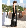 TE6417YZS Pure color slim empire waist backless boat neck tube top chiffon dress