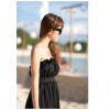 TE6417YZS Pure color slim empire waist backless boat neck tube top chiffon dress