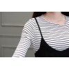 TE8815JDYJ Korean fashion joker sweet stripes t-shirt with suspender dress