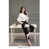 TE8817JDYJ Korean fashion flouncing chiffon blouse with wide leg pants