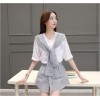 TE8820JDYJ Korean fashion stripes splicing bowknot tops with pantskirt