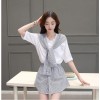 TE8820JDYJ Korean fashion stripes splicing bowknot tops with pantskirt