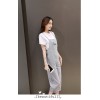 TE8821JDYJ Korean fashion casual fresh white t-shirt with stripes suspender pants