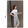 TE8821JDYJ Korean fashion casual fresh white t-shirt with stripes suspender pants