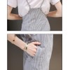 TE8821JDYJ Korean fashion casual fresh white t-shirt with stripes suspender pants