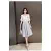 TE8823JDYJ Korean fashion flouncing sleeve tops with stripes skirt