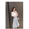 TE8823JDYJ Korean fashion flouncing sleeve tops with stripes skirt