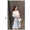 TE8823JDYJ Korean fashion flouncing sleeve tops with stripes skirt