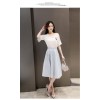 TE8823JDYJ Korean fashion flouncing sleeve tops with stripes skirt