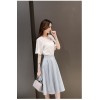 TE8823JDYJ Korean fashion flouncing sleeve tops with stripes skirt