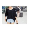 TE9911WJYS Modal loose large size off shoulder round neck t-shirt