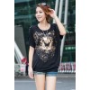 TE10016TTCR Loose splicing cat pattern t-shirt