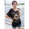 TE10016TTCR Loose splicing cat pattern t-shirt