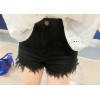 TE1248DXE Slim empire waist tassel denim shorts