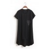 TE1452GJWL Casual comfortable irregular splicing long t-shirt