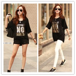 TE1454GJWL Korean fashion casual comfortable sequins letters long t-shirt