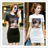 TE1305GJWL Korean style beauty heart print slim long t-shirt