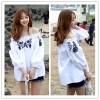 TE1306GJWL Japanese fashion cute flower embroidery boat neck shirt