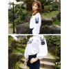 TE1306GJWL Japanese fashion cute flower embroidery boat neck shirt