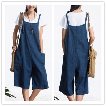 TE1310GJWL Loose casual fashion comfortable joker suspender wide leg denim pants