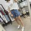 TE1505DXE Korean fashion new style wide leg holes denim shorts