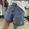 TE1505DXE Korean fashion new style wide leg holes denim shorts