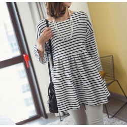 TE3104YZS Korean style stripes loose backless hollow out A-line maternity dress