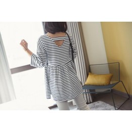 TE3104YZS Korean style stripes loose backless hollow out A-line maternity dress