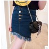 TE5090DDFS Korean style one row buttons tassel denim skirt