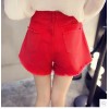 TE5115DDFS Joker slim loose rough edge empire waist denim shorts