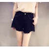 TE5115DDFS Joker slim loose rough edge empire waist denim shorts