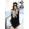 TE6034AYY Loose large size print tassel hem maternity dress