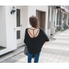 TE6423YZS Loose large size batwing sleeve backless sexy irregular t-shirt