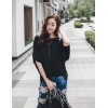 TE6423YZS Loose large size batwing sleeve backless sexy irregular t-shirt